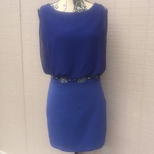 Sz S Blue Easly Dress With Bejeweled Waist